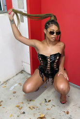 OMG Lace Up Romper